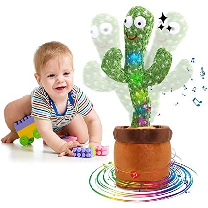 KIDFUNS Dancing Cactus Talking Toy, Cactus Plush Toy, Wriggle & Singing Recording Repeat What You Say Funny Education Toys for Babies Children Playing