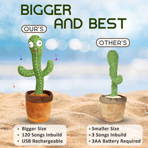 KIDFUNS Dancing Cactus Talking Toy, Cactus Plush Toy, Wriggle & Singing Recording Repeat What You Say Funny Education Toys for Babies Children Playing