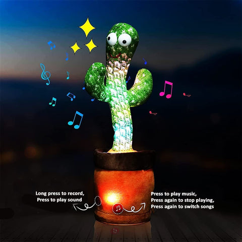 KIDFUNS Dancing Cactus Talking Toy, Cactus Plush Toy, Wriggle & Singing Recording Repeat What You Say Funny Education Toys for Babies Children Playing