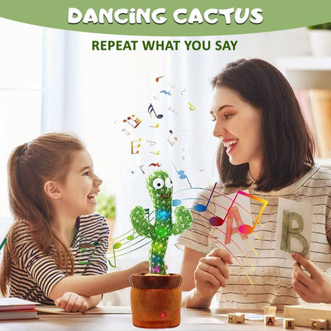 KIDFUNS Dancing Cactus Talking Toy, Cactus Plush Toy, Wriggle & Singing Recording Repeat What You Say Funny Education Toys for Babies Children Playing