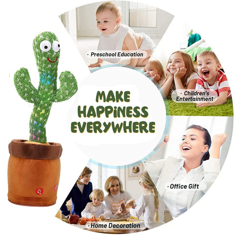 KIDFUNS Dancing Cactus Talking Toy, Cactus Plush Toy, Wriggle & Singing Recording Repeat What You Say Funny Education Toys for Babies Children Playing